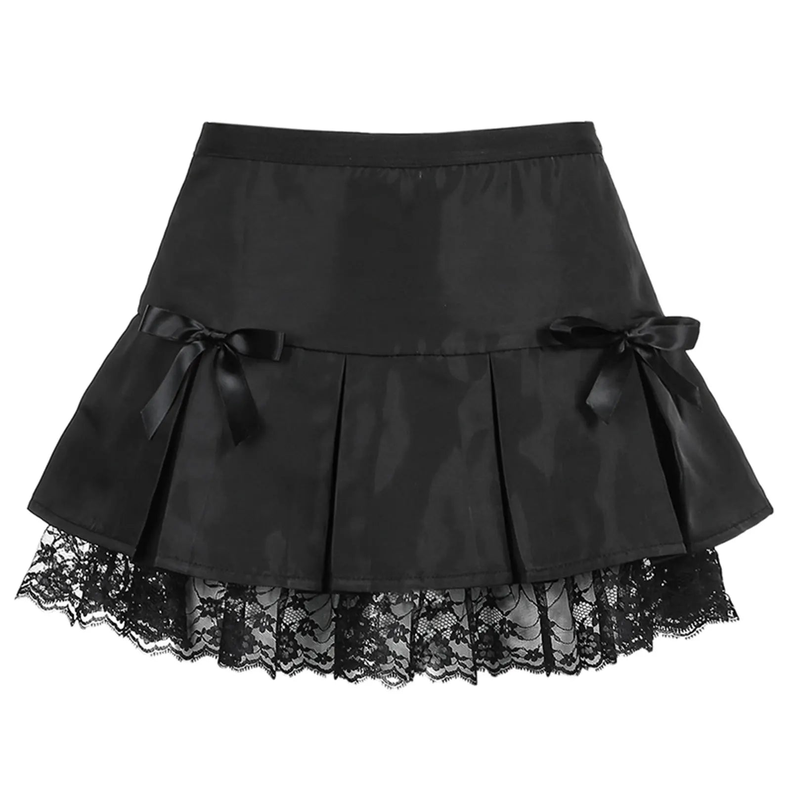 Gothic Dark Lace Ribbon Skirt
