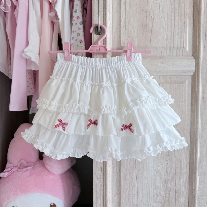 Lace Ruffle Mini Skirt – Kawaii Sweet Lolita Bow Detail