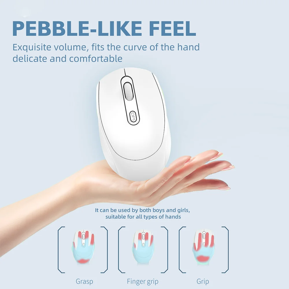 Dual Mode Wireless Mouse Bluetooth-Compatible 2.4G Wireless Mouse Computer Mice for Windows 7/8/10 Mac iOS Android Laptop Tablet