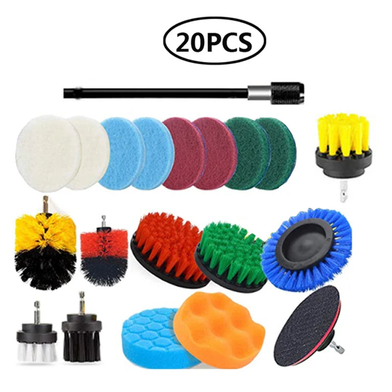 UNTIOR Electric Drill Brush Attachment Set Power Scrubber Brush Car Polisher Kitchen Bathroom Cleaning Tool Car Detailig Brushes