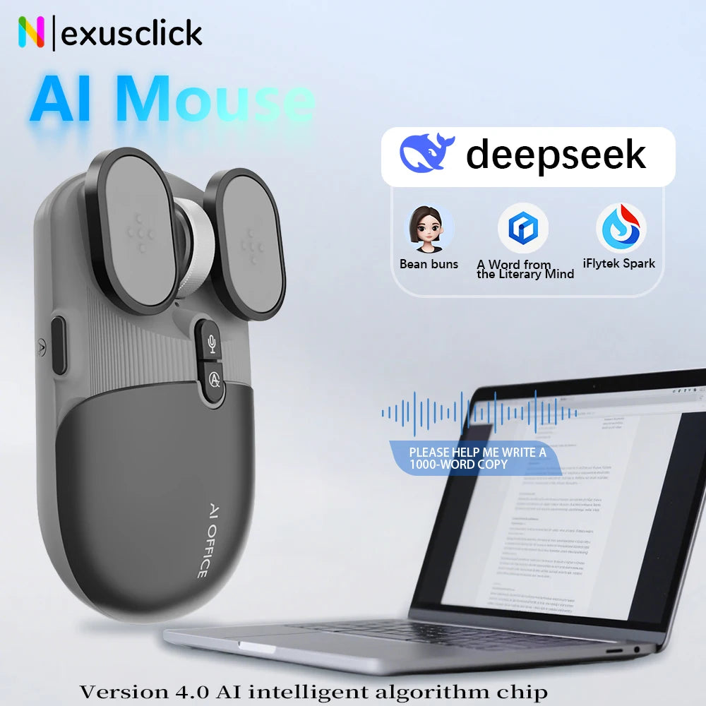 New AI Wireless Mouse 2.4G Bluetooth Mouse with Artificial Intelligence Deepseek AI Voice Recording ChatGPT Gaming Mice for PC