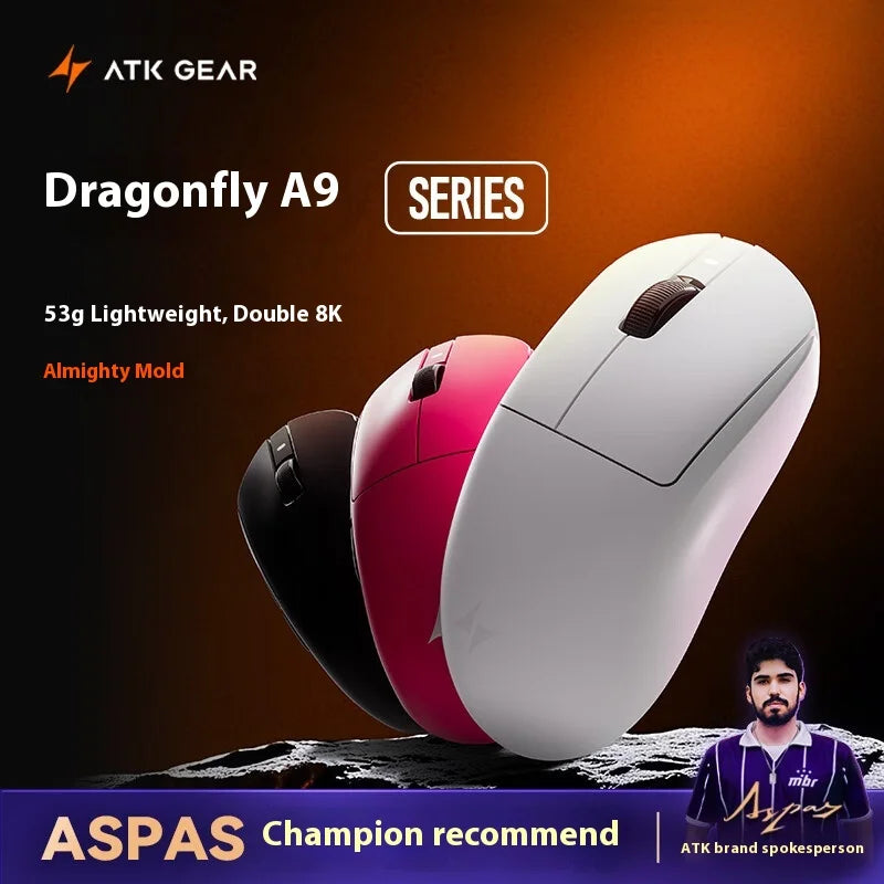 ATK A9 Ultra Wireless Gaming Mouse A9/A9 SE/A9 Plus/A9 Pro Tri Mode 8K Gaming Mouse 53g Lightweight E-sports PC Gift Customized