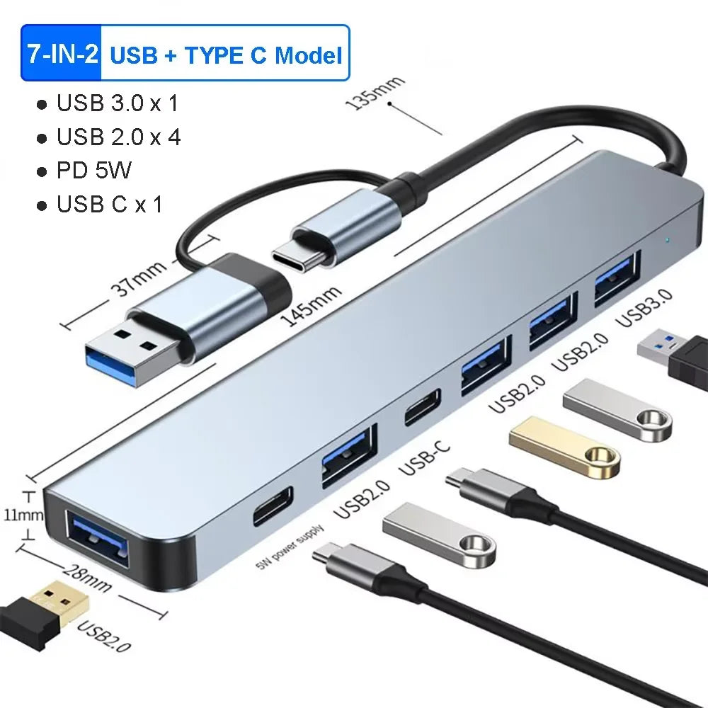 3 in 1 Usb Hub USB C to HDMI-compatible Splitter HUB Type-c to HDMI