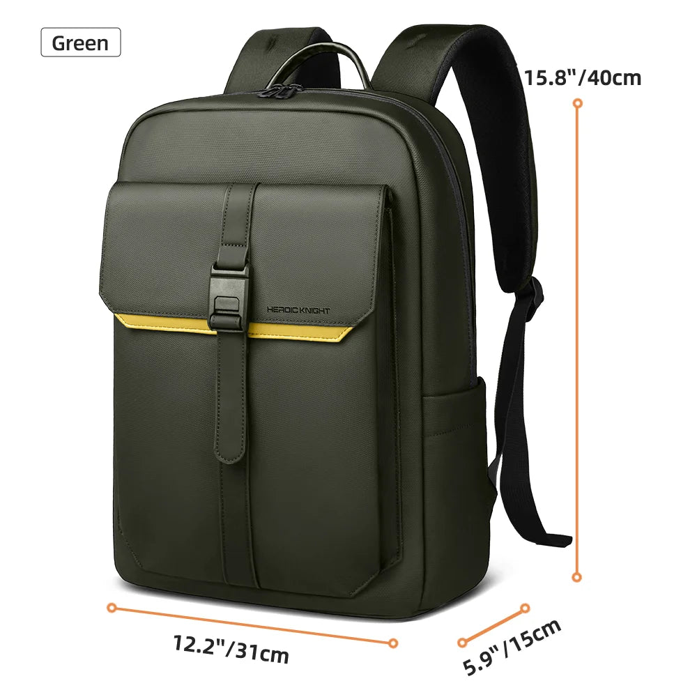 HK Stylish Business Backpack for Men Waterproof 15.6 inch Flap Laptop Backpack Multiple Pockets Casual Daypack for Work School