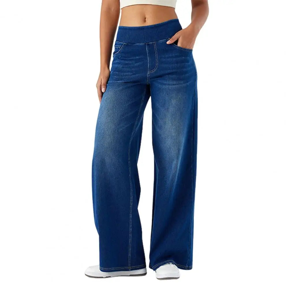 Trend4us Wide-Leg Stretch Denim Pants