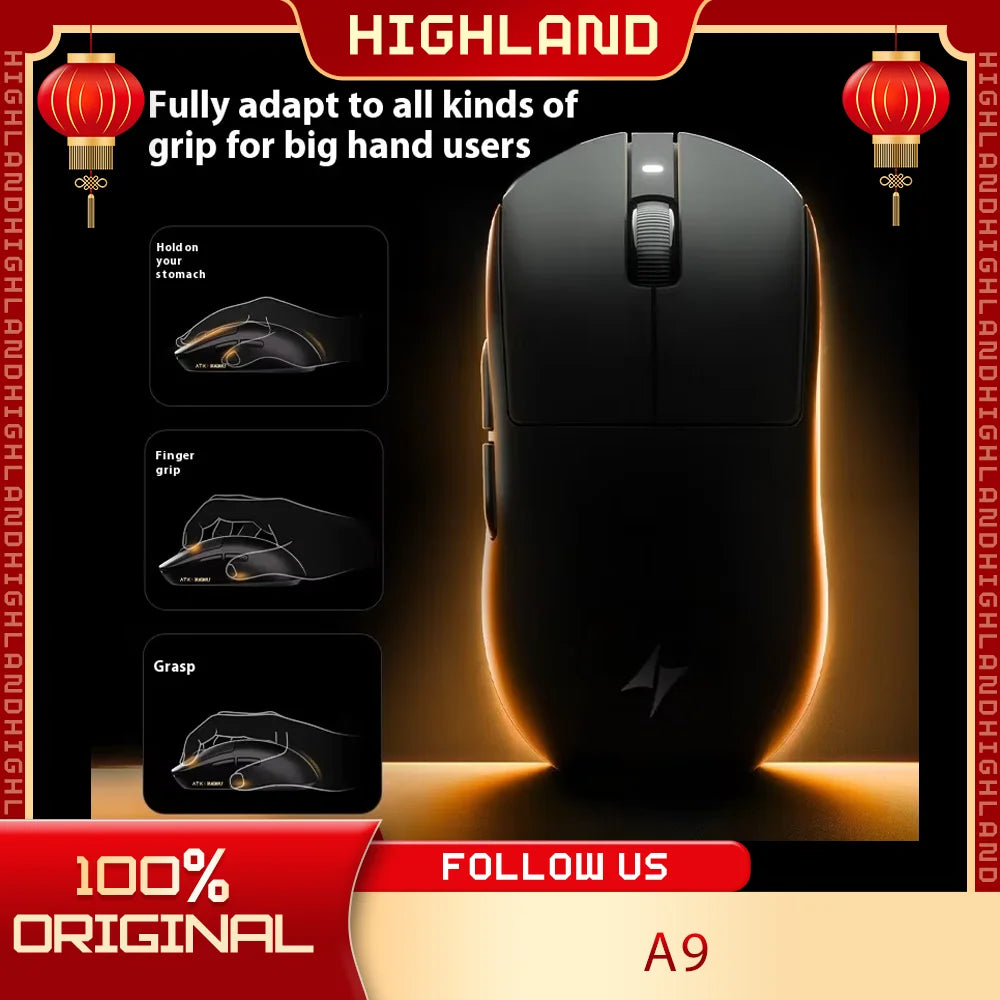 ATK A9 Ultra Wireless Gaming Mouse A9/A9 SE/A9 Plus/A9 Pro Tri Mode 8K Gaming Mouse 53g Lightweight E-sports PC Gift Customized
