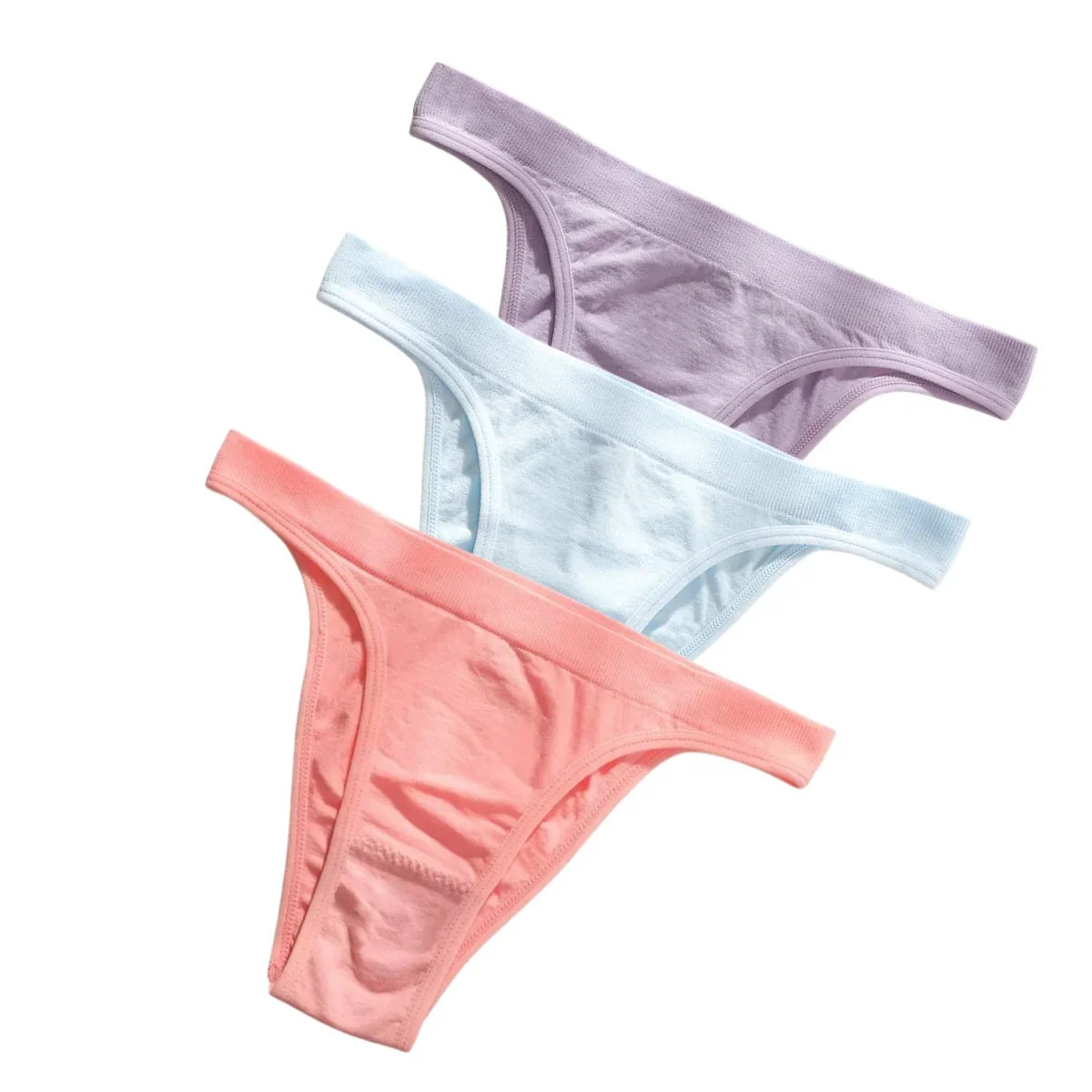 3PCS Set Women's High Rise Brazilian Panties Stretch Seamless Soft Sexy Lingerie