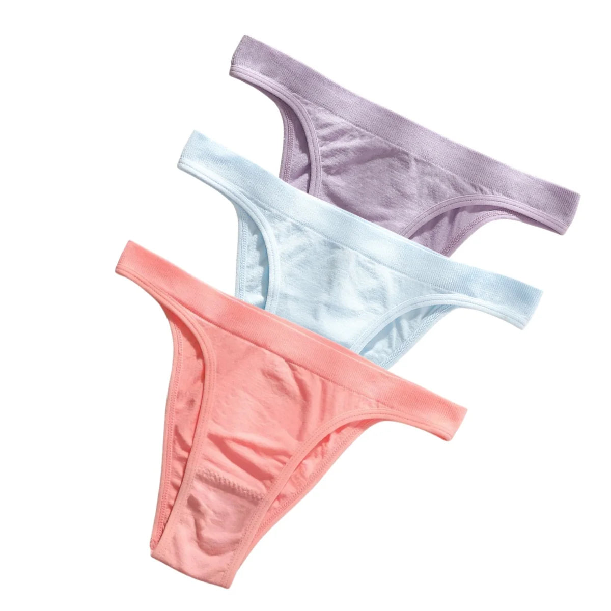 3PCS Set Women's High Rise Brazilian Panties Stretch Seamless Soft Sexy Lingerie