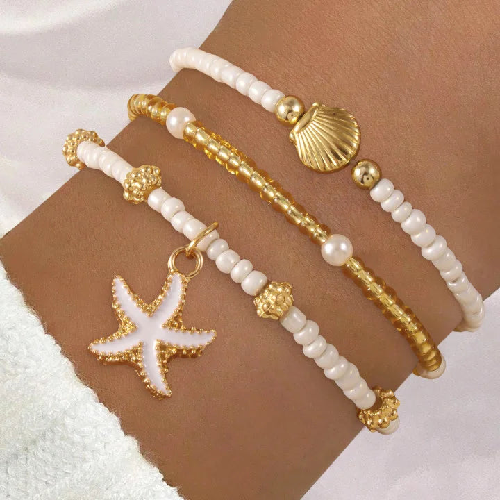 Beach Multilayer Stacked Bead Bracelets Set