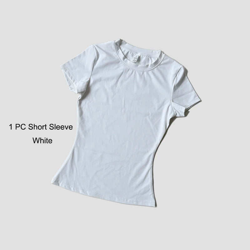 Women's Sports Set Seamless Knitted Short Sleeve