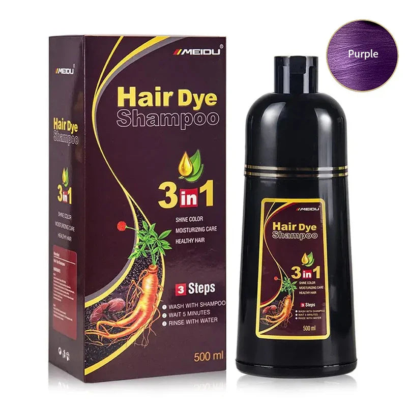 3-in-1 Natural Black Herbal Hair Dye Shampoo