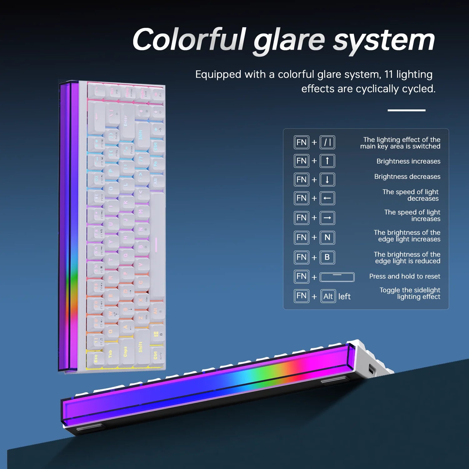 New Ajazz Nacodex Nk68 Mechanical Keyboard Terrain keycap Rgb Light Bar 68-Key Wired Gaming Office Wired Connect Keyboard