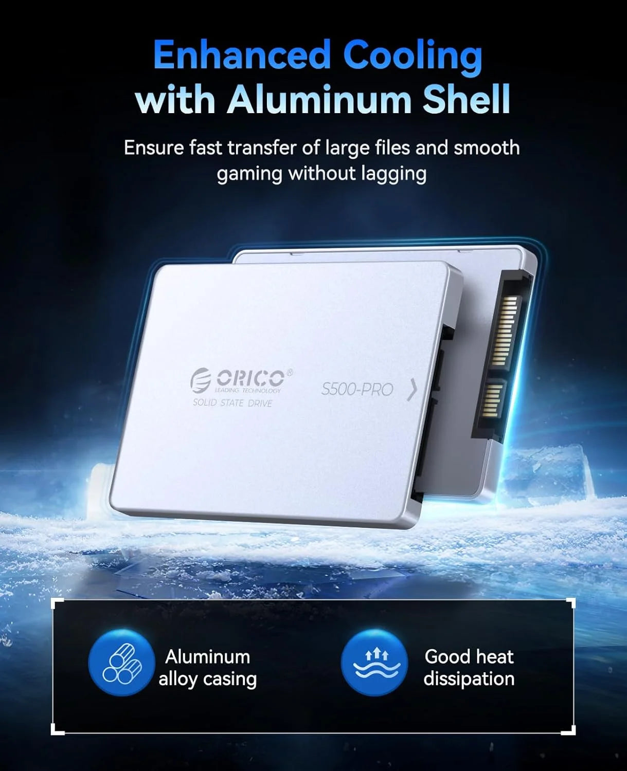 ORICO SATA III SSD 2.5” Internal Solid State Drive Aluminum NAND 1TB 4TB UP to 550MB/s for Upgrade PC Laptop Desktops S500PRO