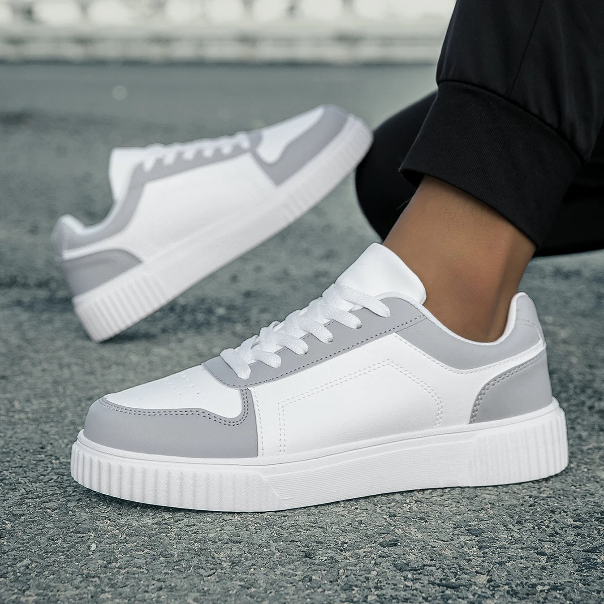 Clover – Women’s White Sneakers Lightweight Thick Sole Casual Shoes