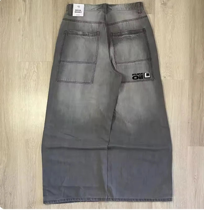 Baggy Wide Leg Designed Jeans