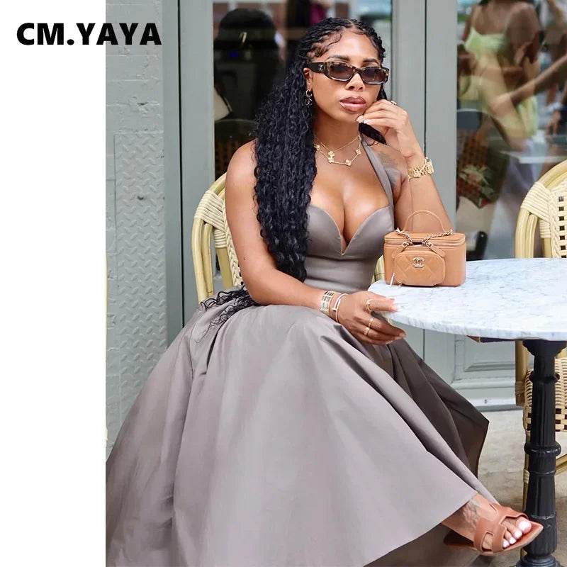 Summer Sleeveless Sweet Strapless Slim Halter Floor-Length Long Women Dress Beach Party Evening Sexy Maxi Dresses