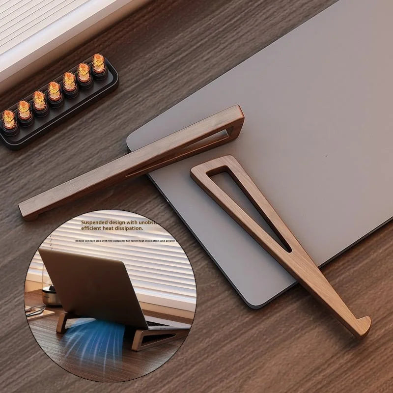 Portable Wooden Laptop Stand-Ergonomic 12° Adjustable Angle, Cooling Ventilation Triangular Design,Office Accessory