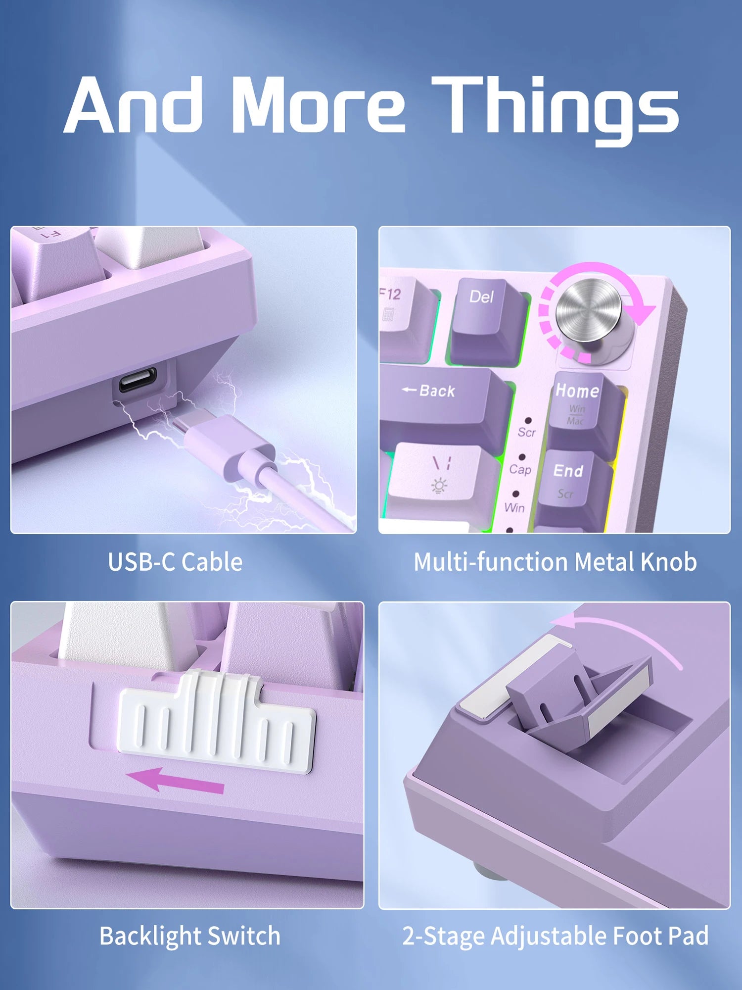 MageGee SKY81 75% Mechanical Gaming Keyboard, RGB Gasket Hot Swappable Wired Custom Creamy Sound Dampening Keyboard with Knob