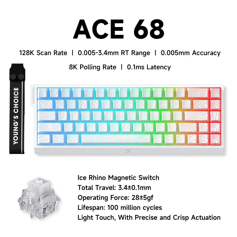 MCHOSE ACE68 Magnetic Keyboard Wired Mechanical ACE60 Pro for Gaming 0.01mm