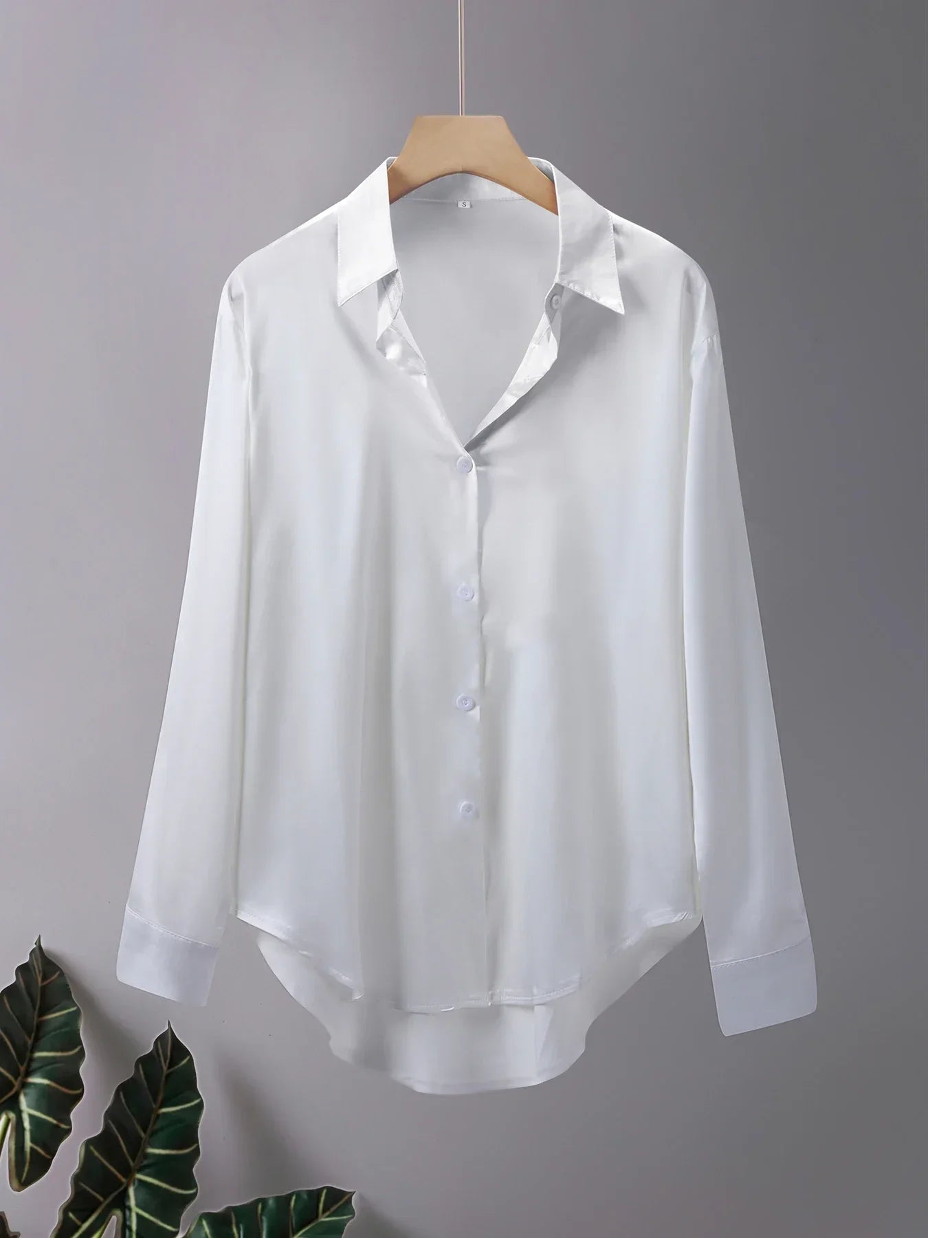 🌟 Chic Silky Long Sleeve Shirt – Work Ready