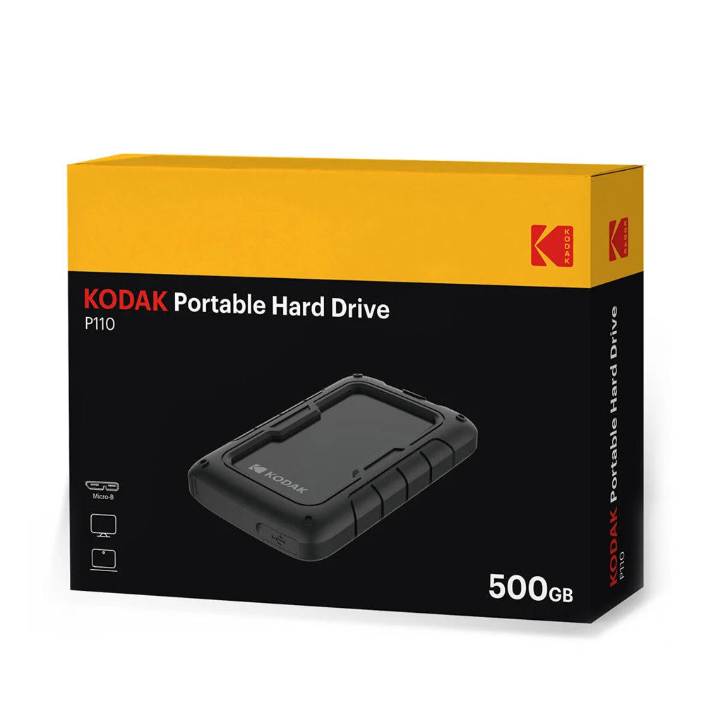 Kodak Portable External Hard Drive P110 - 500GB/1TB/2TB USB 3.0 PHDD External Hard Disk Perfect for PS4/PS5 Xbox Mac PC