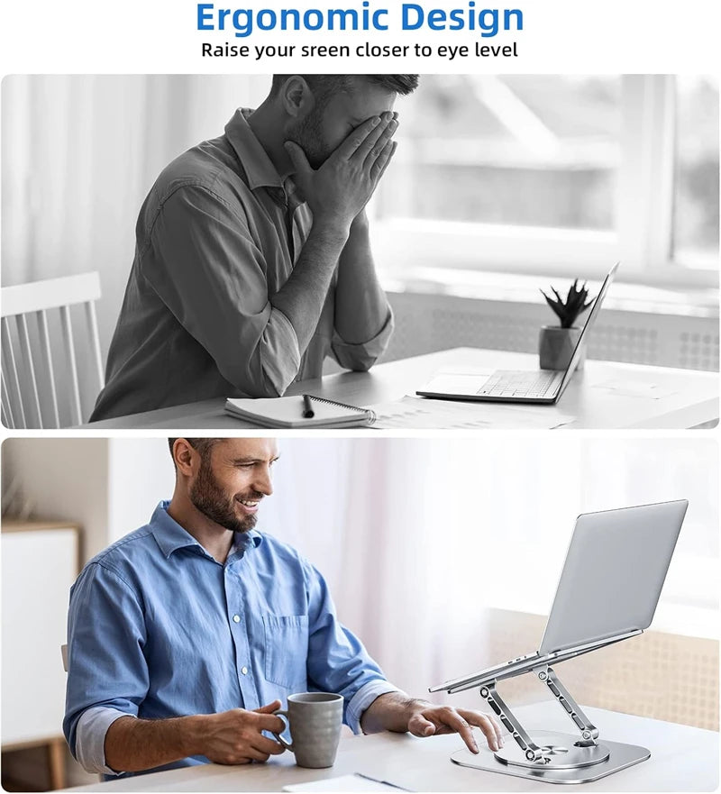 360 Rotating Aluminum Alloy Adjustable Desk Laptop Stand for Macbook Air Pro