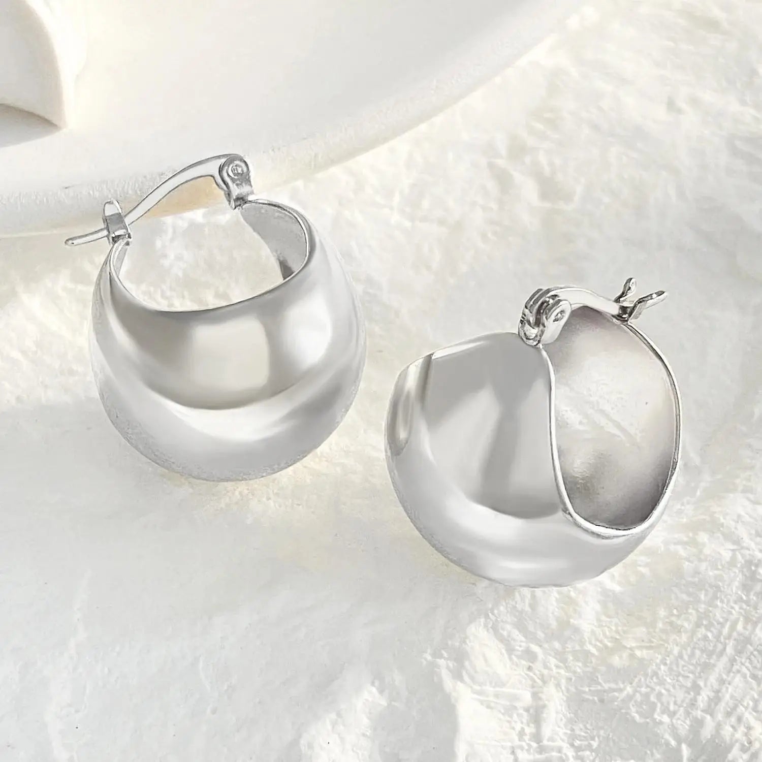 Vintage Pleated Geometric Earrings – Stainless Steel Statement Studs