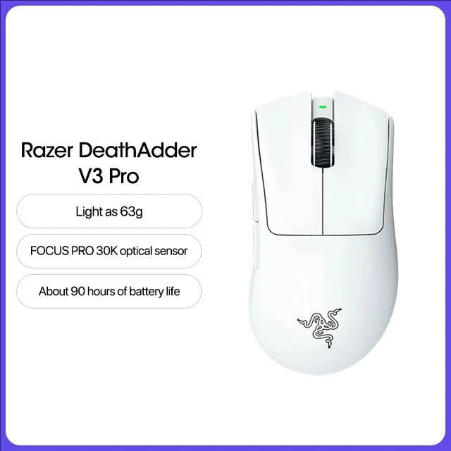 Razer DeathAdder V3 Pro Wireless Gaming Mouse  Focus Pro 30K DPI Sensor
