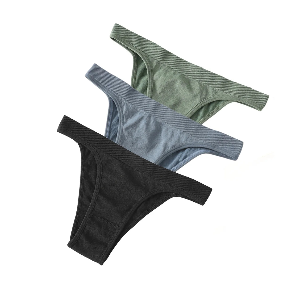 3PCS Set Women's High Rise Brazilian Panties Stretch Seamless Soft Sexy Lingerie