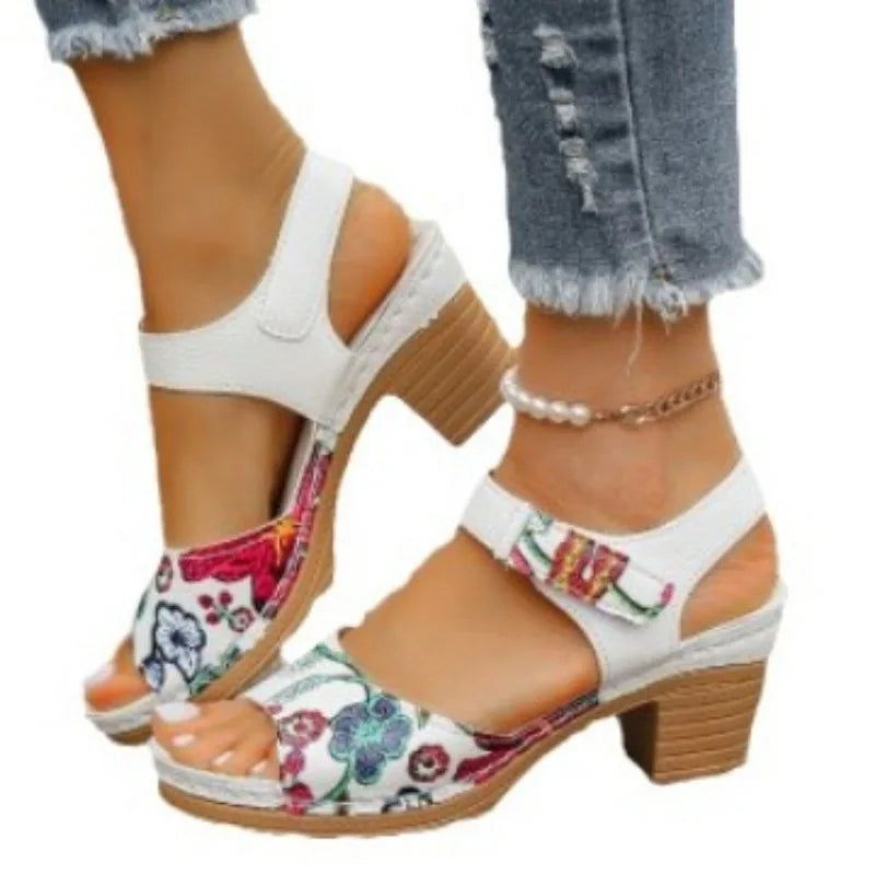 Ladies Shoes Fashion Summer Women's Sandals Outdoor Mixed Colors Open Toe Chunky Heels