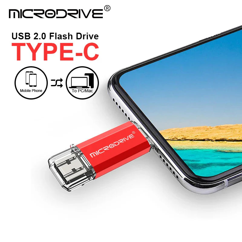 MicroDrive 2-in-1 Type-C OTG USB 2.0 Flash Drive 16GB/32GB/64GB/128GB