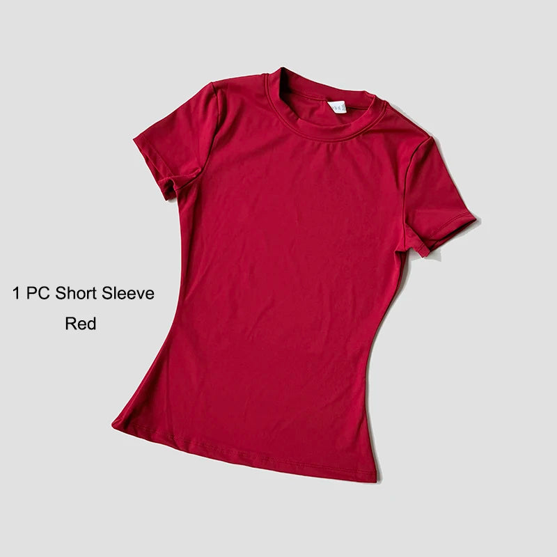 Women's Sports Set Seamless Knitted Short Sleeve