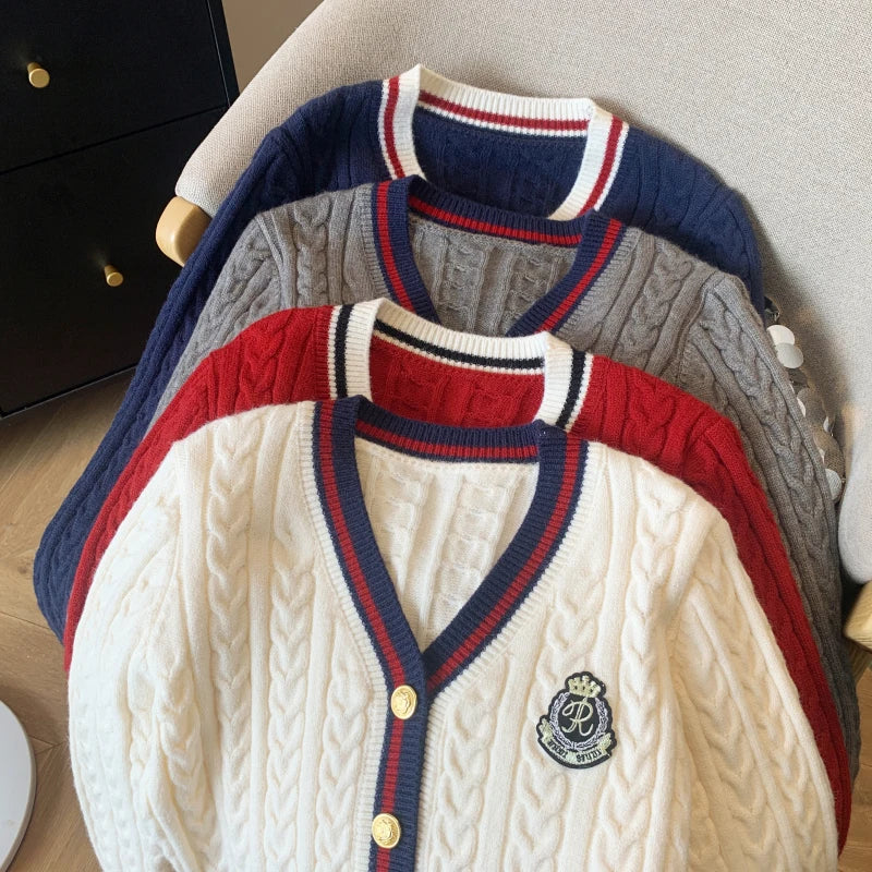 Women's Autumn Winter Cashmere V-Neck Knitwear Pullover