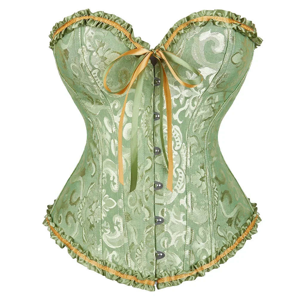 Victorian Gothic Fashion Jacquard Overbust Corset