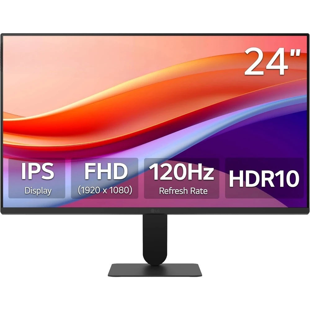 LG 24U411A-B 23.8" FHD (1920x1080) IPS Display Computer Monitor, 120Hz Refresh Rate, sRGB 99% (Typ.), USB-C, Reader Mode & Flicker Safe, Dynamic Action Sync, Black Stabilizer, Slim Stand Base, Black 24" 120Hz FHD 1920 x 1080