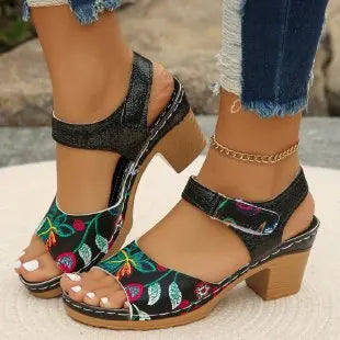 Ladies Shoes Fashion Summer Women's Sandals Outdoor Mixed Colors Open Toe Chunky Heels