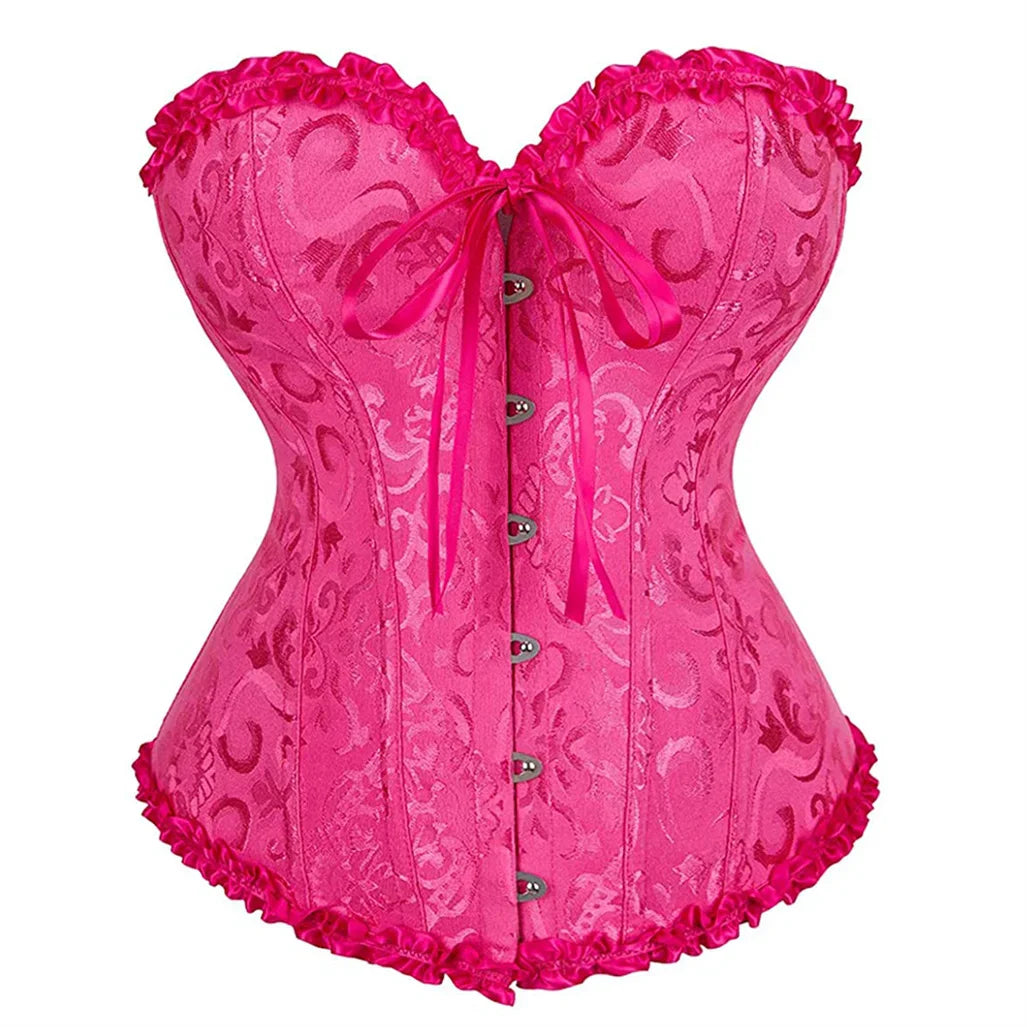 Victorian Gothic Fashion Jacquard Overbust Corset