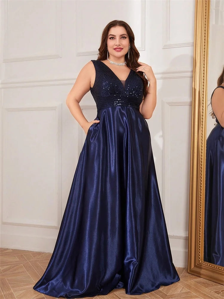Plus Size Elegant Sequins Evening Dress For Women