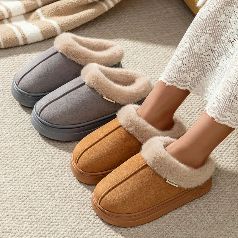 Fashion Women's Winter Slippers Indoor Warmth Anti-slip Comfort Thick Sole Casual Couple Home Shoes Snow Boots