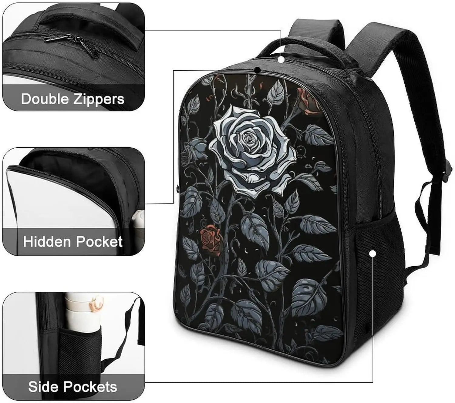 Rose Gothic Laptop Backpack,16 Inch Fashion Travel Backpacks