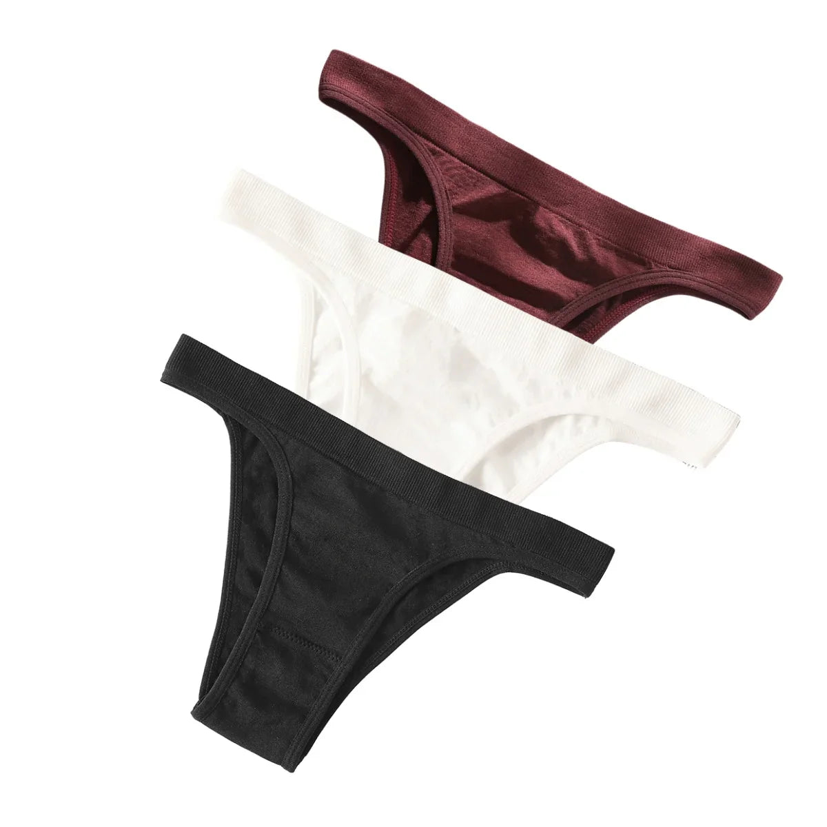 3PCS Set Women's High Rise Brazilian Panties Stretch Seamless Soft Sexy Lingerie