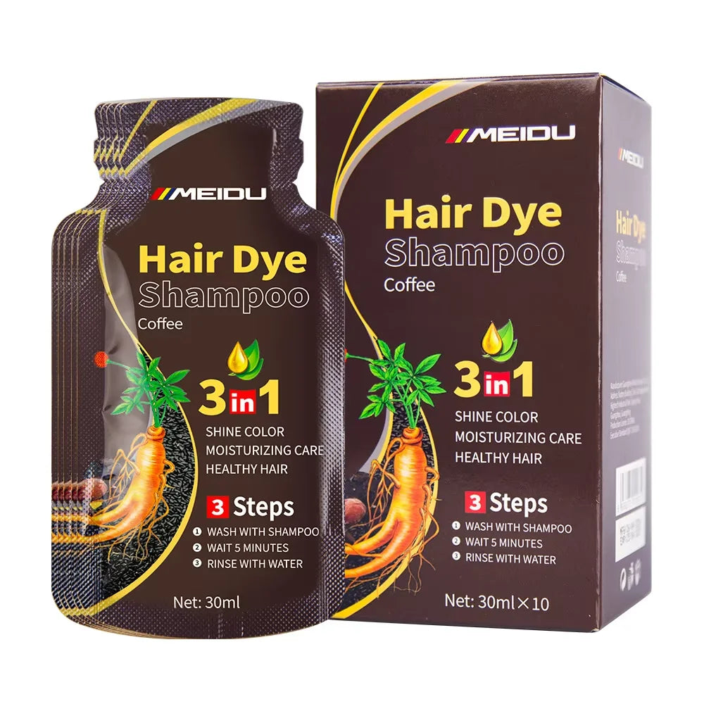 3-in-1 Natural Black Herbal Hair Dye Shampoo