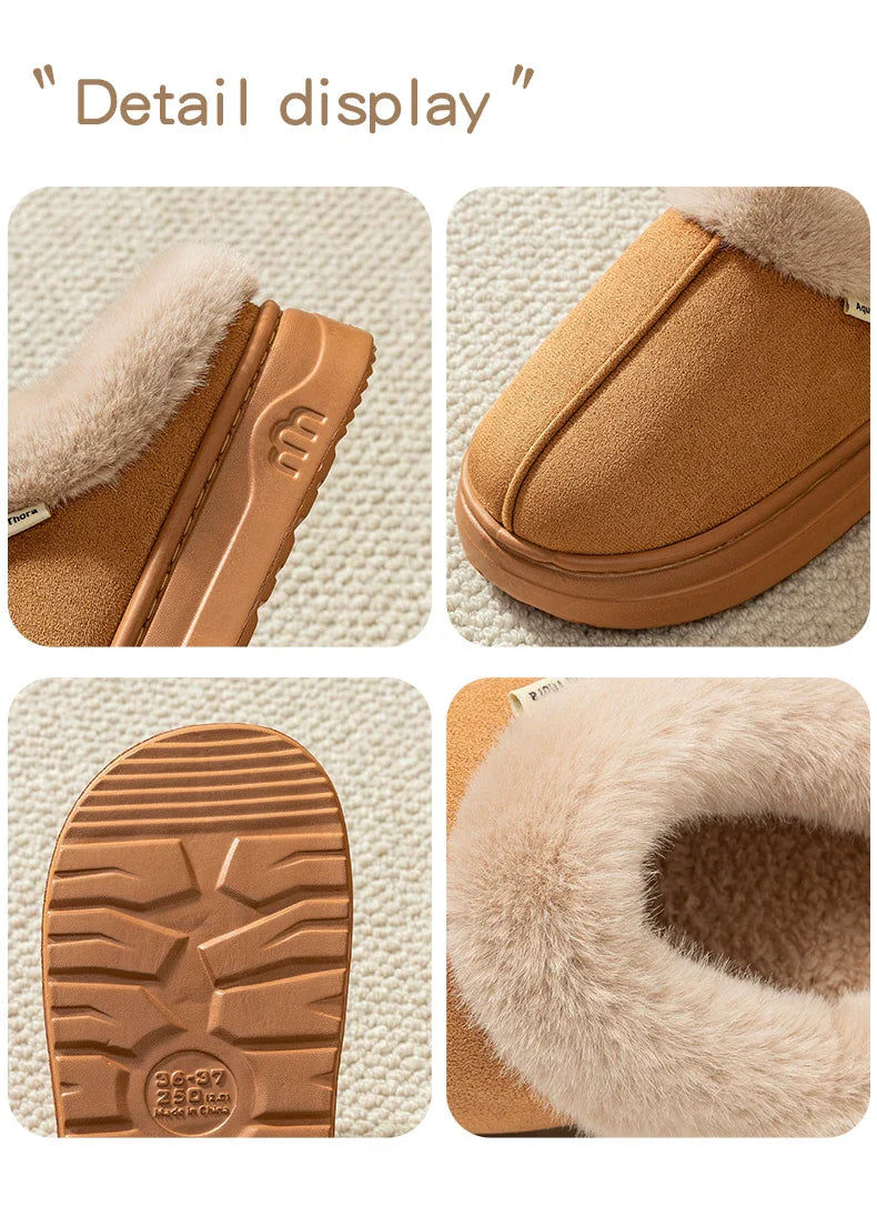 Fashion Women's Winter Slippers Indoor Warmth Anti-slip Comfort Thick Sole Casual Couple Home Shoes Snow Boots