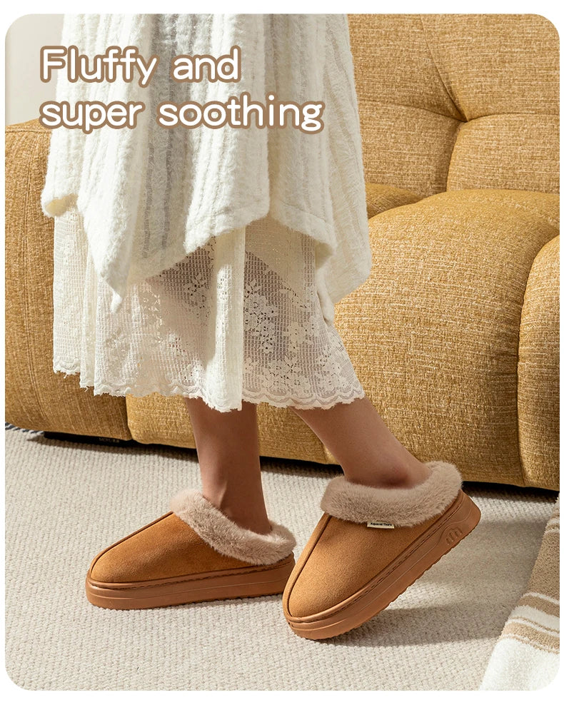 Fashion Women's Winter Slippers Indoor Warmth Anti-slip Comfort Thick Sole Casual Couple Home Shoes Snow Boots