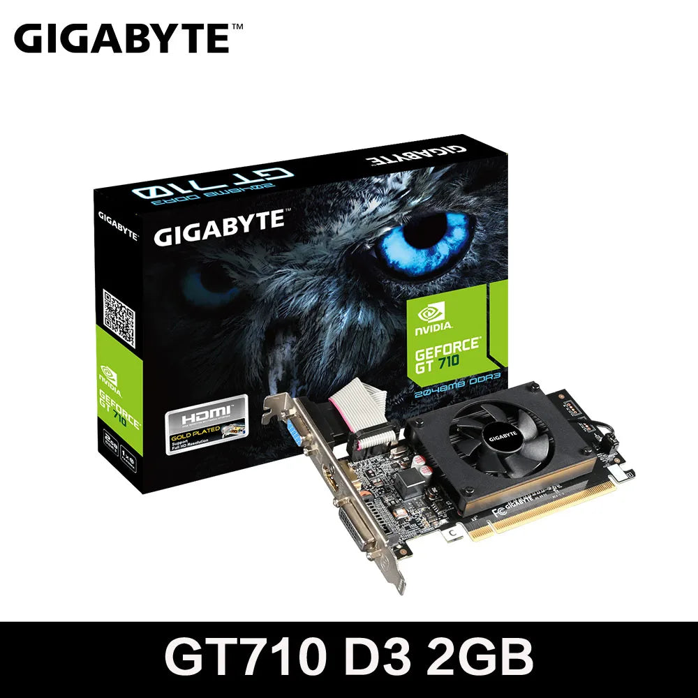 GIGABYTE NEW GeForce GT710 2GB  Gaming Graphics Card GDDR3 64Bit NVIDIA Video Card GV-N710D3-2GL Gaming Video Card