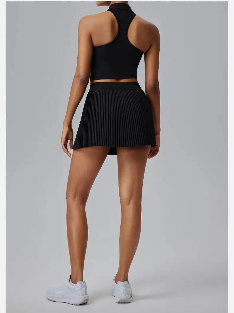 Womens Breathable Running Shorts Skirt Set for Outdoor Sports