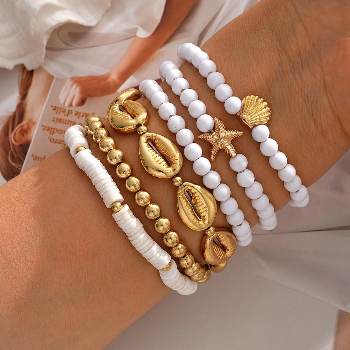 Beach Multilayer Stacked Bead Bracelets Set