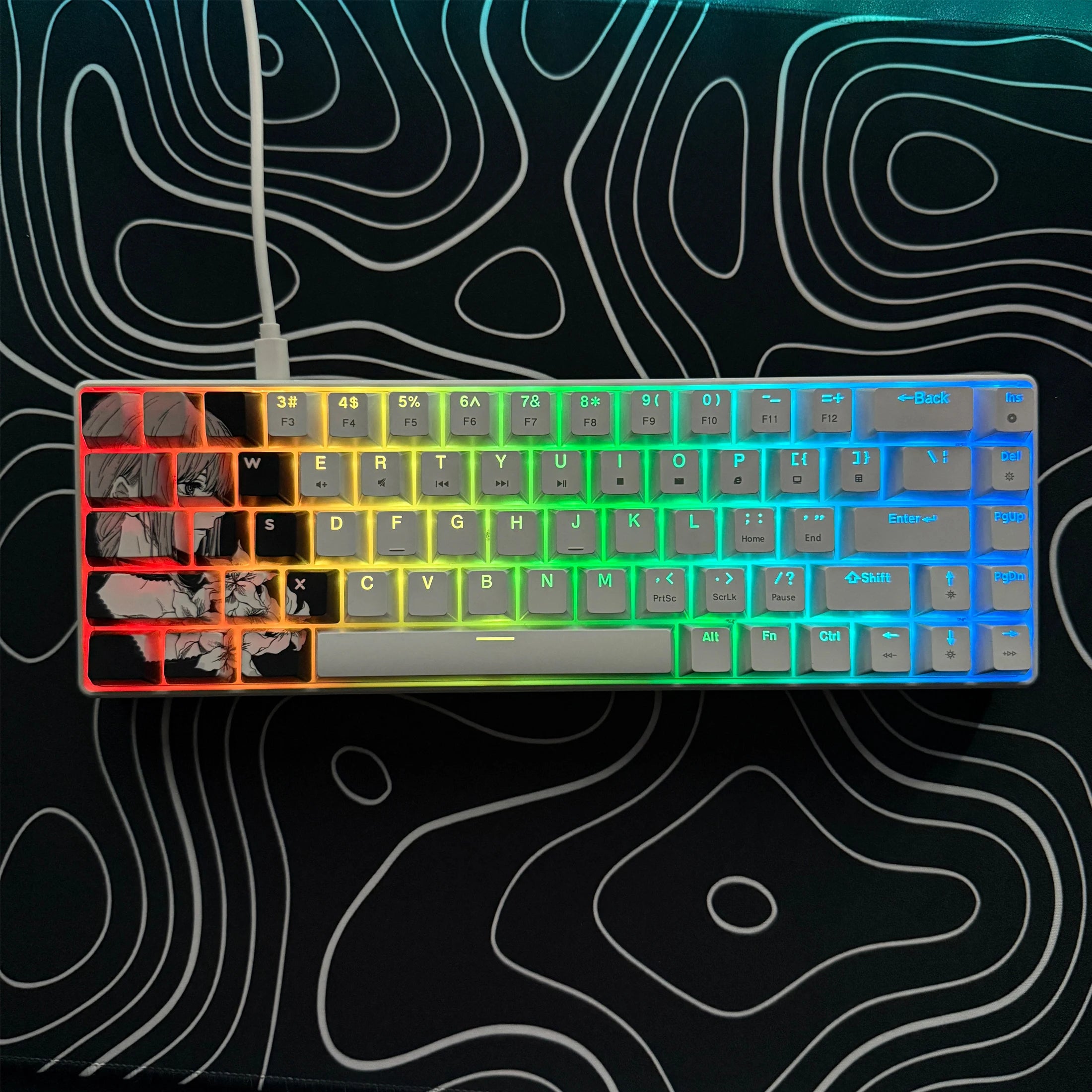 Gaming Mechanical Keyboard, Wired RGB Backlit Mini Keyboard, Ultra-Compact Anti-Ghosting No-Conflict 68 Keys Membrane Gaming