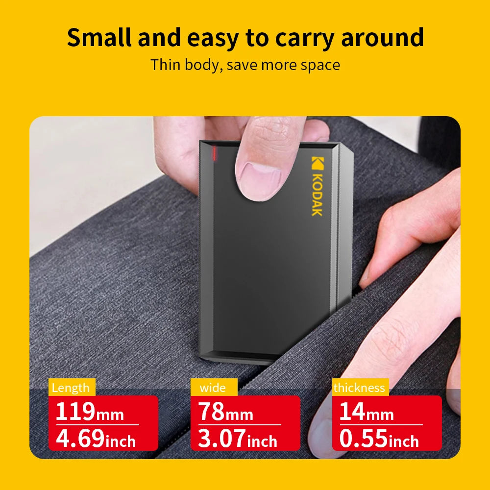 The Kodak P190 portable external mechanical hard drive (1TB/500GB, USB 3.0) is suitable for storing and backing up data securely