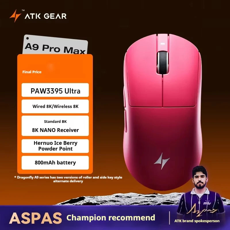 ATK A9 Ultra Wireless Gaming Mouse A9/A9 SE/A9 Plus/A9 Pro Tri Mode 8K Gaming Mouse 53g Lightweight E-sports PC Gift Customized